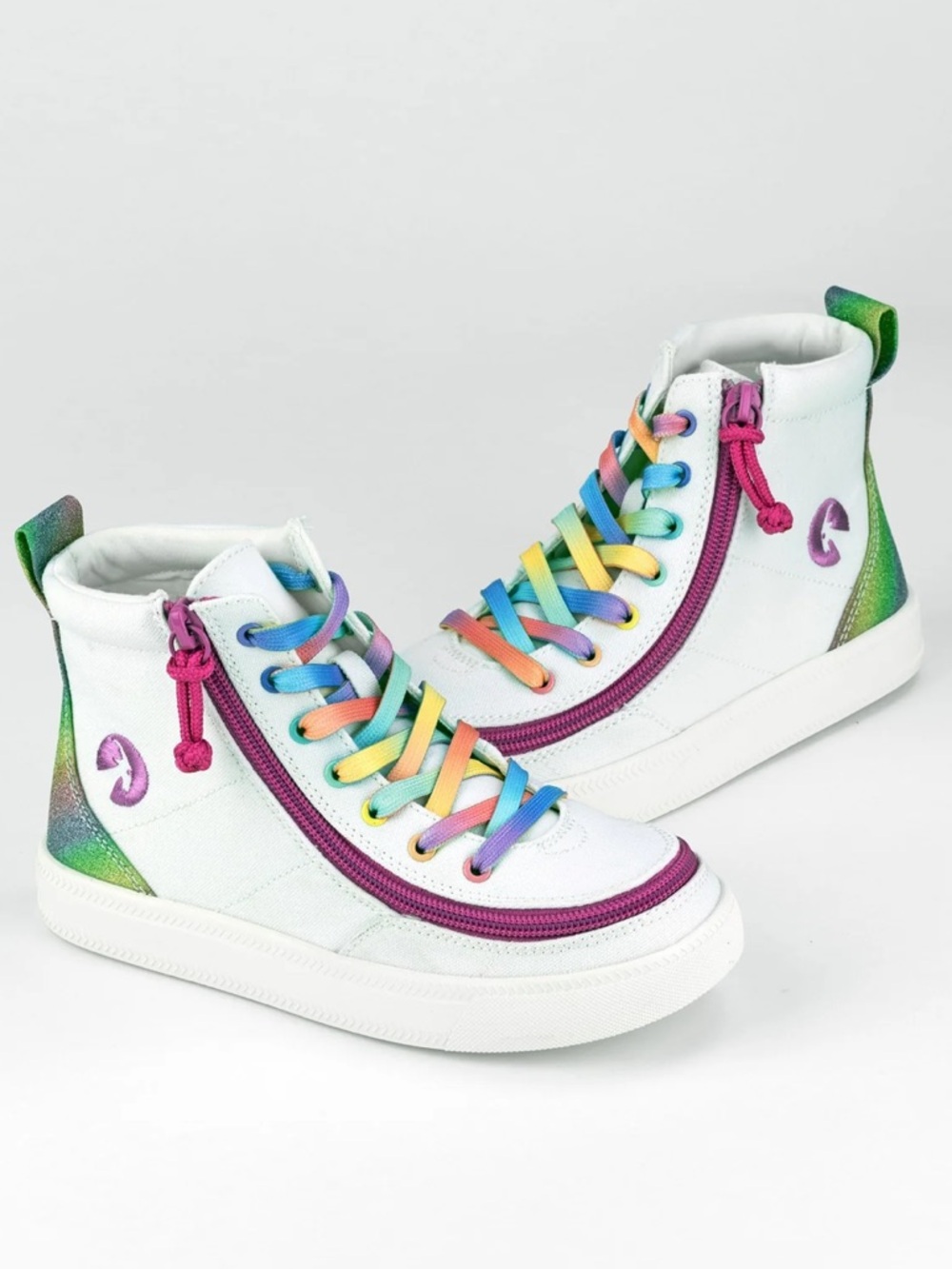 Like NEW BILLY Footwear Toddler White Rainbow Adaptive High-Top Sneakers 11 KIDS